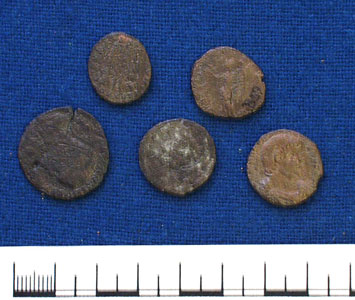 Five copper alloy coins
